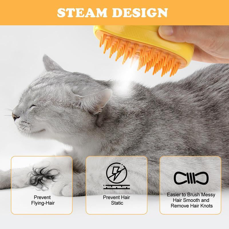 3-In-1 Steamy Pet Brush for Cats & Dogs - Adjustable Deshedding Comb with Steam Cleaning & Massage, Cordless Rechargeable Grooming Tool for Home & Furniture