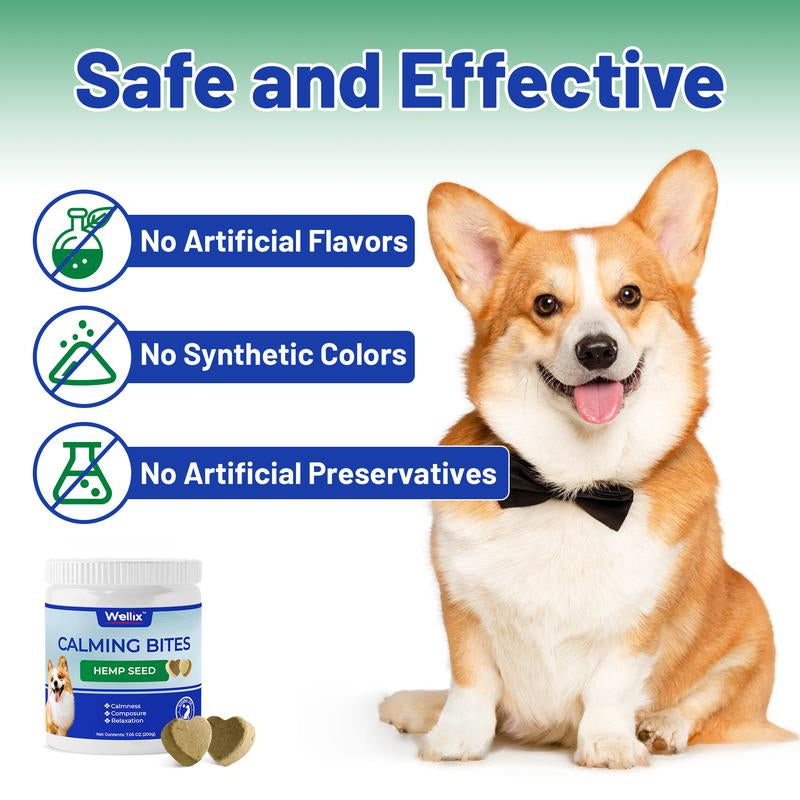 Dog Calming Chews, Helps Promote Relaxation, Reduce Stress, Storm Anxiety, Motion Sickness for Dogs (Calming Aid Dog Supplement plus Lecithin, 125 Soft Chews)