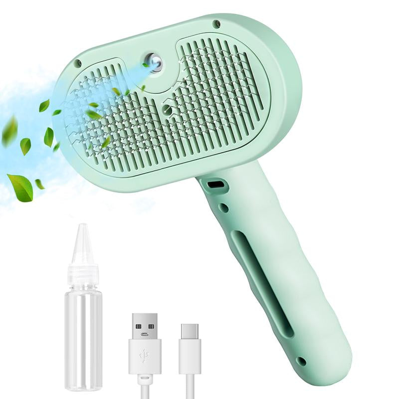 3 in 1 Cat Hair Brush, Pet Spray Hair Removal Comb for Shedding and Grooming, Water Brush for Cats Dogs Small Animals Long Short Haired with One-Click Release Button
