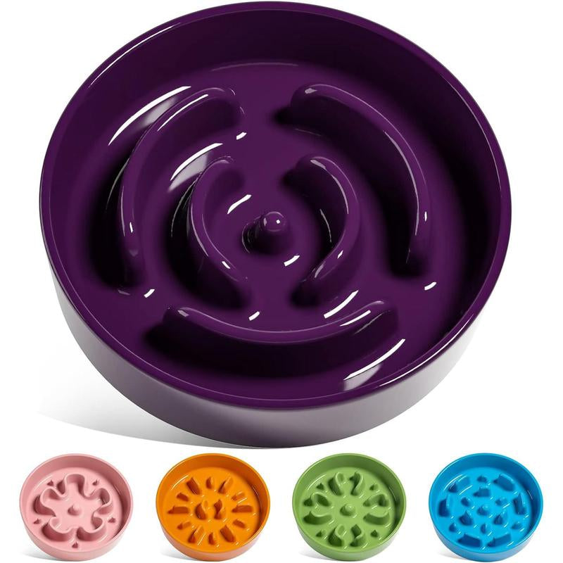 Ceramic Slow Feeder Dog Bowls Small Breed, 0.6 Cups Dog Food Dish for Fast Eaters, Puzzle Bowl for Small Dogs and Cats,Purple Feeding Pet Supplies