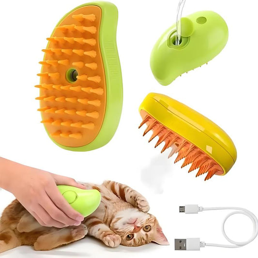 3-In-1 Steamy Pet Brush for Cats & Dogs - Adjustable Deshedding Comb with Steam Cleaning & Massage, Cordless Rechargeable Grooming Tool for Home & Furniture