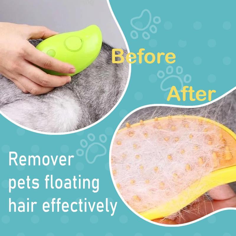 3-In-1 Steamy Pet Brush for Cats & Dogs - Adjustable Deshedding Comb with Steam Cleaning & Massage, Cordless Rechargeable Grooming Tool for Home & Furniture