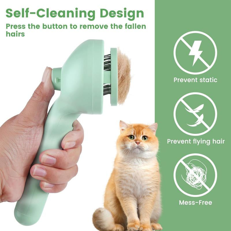 3 in 1 Cat Hair Brush, Pet Spray Hair Removal Comb for Shedding and Grooming, Water Brush for Cats Dogs Small Animals Long Short Haired with One-Click Release Button