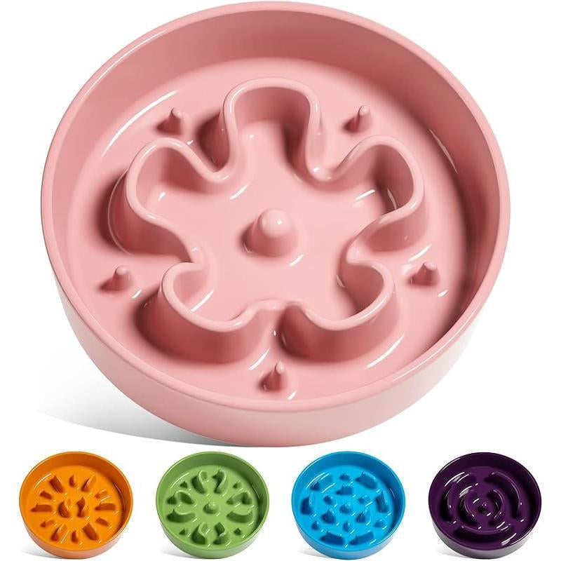 Ceramic Slow Feeder Dog Bowls Small Breed, 0.6 Cups Dog Food Dish for Fast Eaters, Puzzle Bowl for Small Dogs and Cats,Purple Feeding Pet Supplies