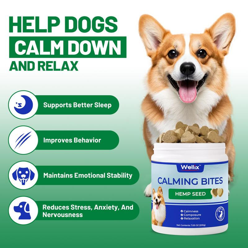 Dog Calming Chews, Helps Promote Relaxation, Reduce Stress, Storm Anxiety, Motion Sickness for Dogs (Calming Aid Dog Supplement plus Lecithin, 125 Soft Chews)