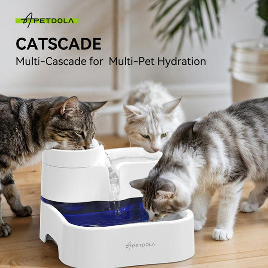 Apetdola Catscade Ultrafiltration Cat Water Fountain, Multi-Level Design with 3 Drinking Areas, 101Oz/3L Indoor Pet Fountain for Cats and Dogs Water Fountain