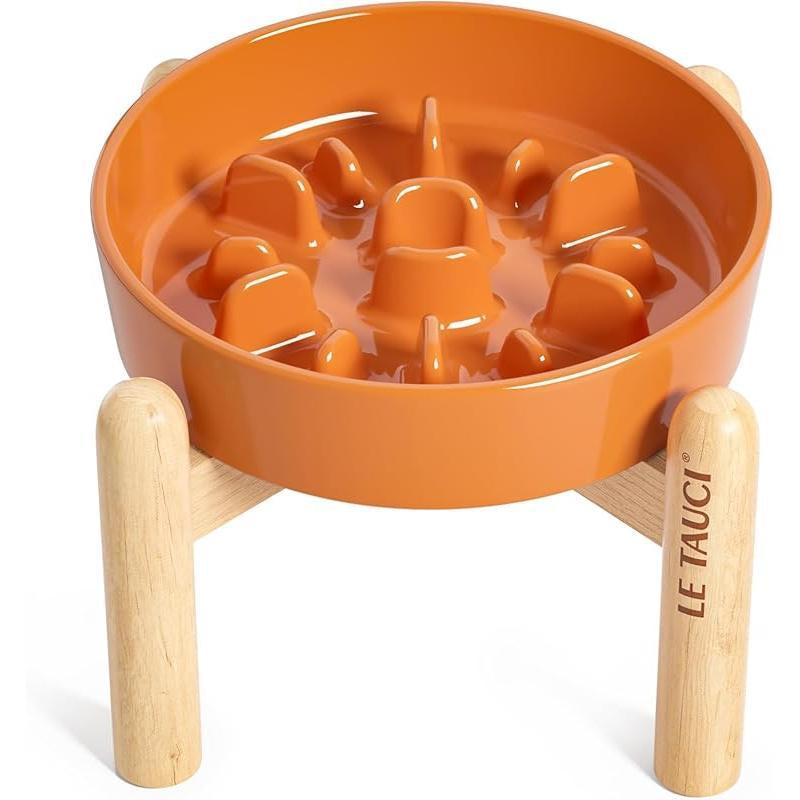 Ceramic Slow Feeder Dog Bowls Small Breed, 0.6 Cups Dog Food Dish for Fast Eaters, Puzzle Bowl for Small Dogs and Cats,Purple Feeding Pet Supplies