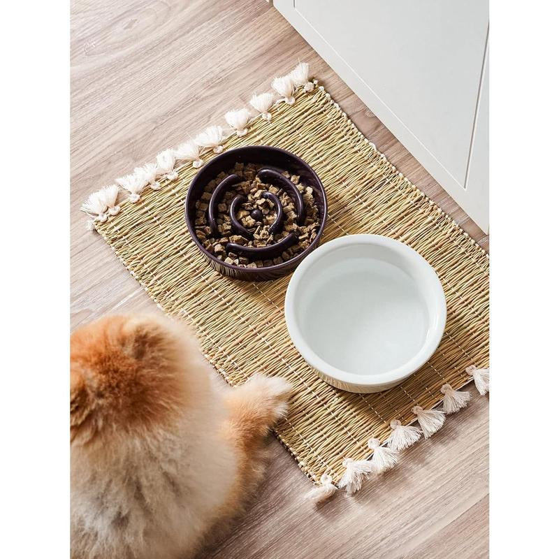Ceramic Slow Feeder Dog Bowls Small Breed, 0.6 Cups Dog Food Dish for Fast Eaters, Puzzle Bowl for Small Dogs and Cats,Purple Feeding Pet Supplies