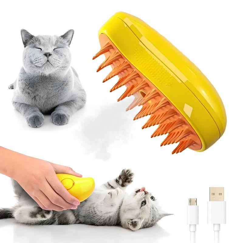 3-In-1 Steamy Pet Brush for Cats & Dogs - Adjustable Deshedding Comb with Steam Cleaning & Massage, Cordless Rechargeable Grooming Tool for Home & Furniture