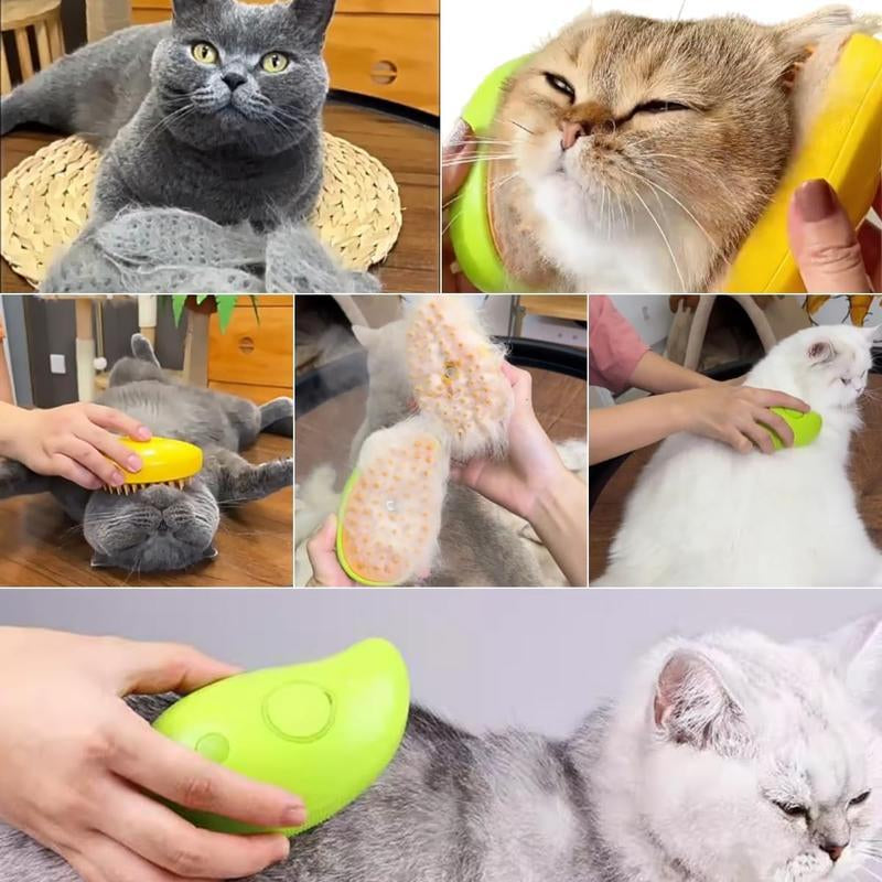 3-In-1 Steamy Pet Brush for Cats & Dogs - Adjustable Deshedding Comb with Steam Cleaning & Massage, Cordless Rechargeable Grooming Tool for Home & Furniture