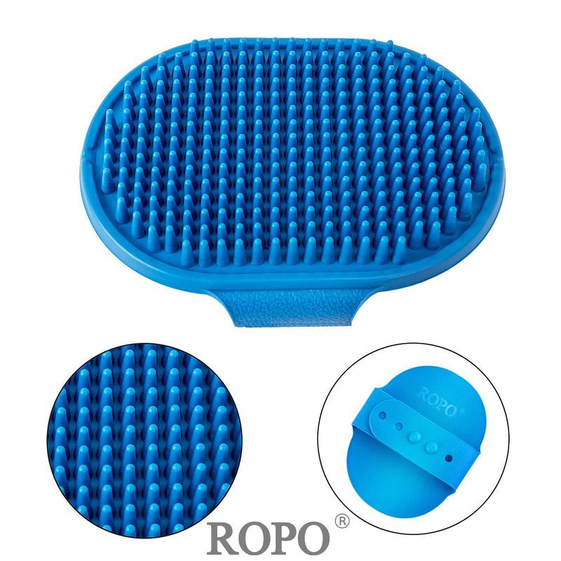 ROPO Dog Grooming Brush, Pet Shampoo Bath Brush Soothing Massage Rubber Comb with Adjustable Ring Handle 2Pcs