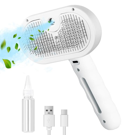 3 in 1 Cat Hair Brush, Pet Spray Hair Removal Comb for Shedding and Grooming, Water Brush for Cats Dogs Small Animals Long Short Haired with One-Click Release Button