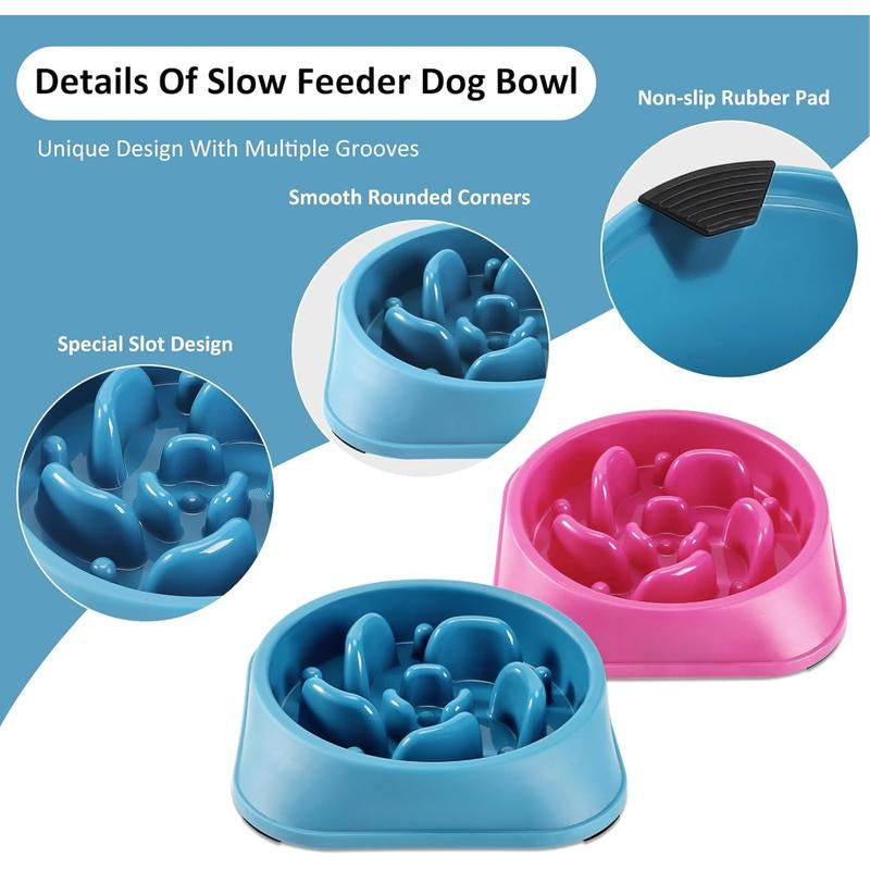 2 Count Slow Feeder Bowls, Pet Supplies That Slow down Eating, Bowls, Maze Puzzle Feeder for Medium Breed