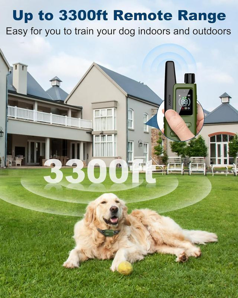 JUGBOW Dog Training Collar 3300FT Dog Training Behavior Aid, Remote IPX7 Waterproof with 4 Training Modes, Rechargeable E-Collar DT61
