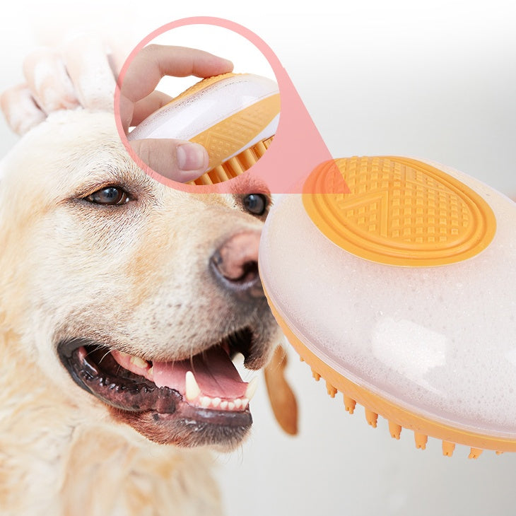 Spazzola da bagno per cani e gatti 2 in 1, pettine massaggiante SPA per animali domestici in silicone morbido, strumento per la toelettatura e la pulizia del pelo, accessori per animali domestici.