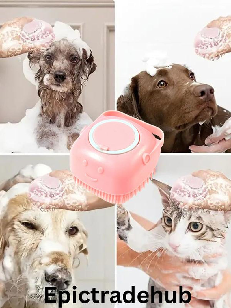 Summer Pet Bath Soap Dispenser Massage Brush, Silicone Massager Shampoo Dispensing Brush, Easy to Use, Christmas Comfort Dog Bath Shampoo Brush, Pet Massage Brush, Pet Products, Grooming