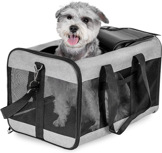 Borsa Trasportino per Cani e Gatti da Auto, Trasportino Portatile per Animali Domestici, Gabbia Pieghevole da Viaggio, Borsa Traspirante per Uscite e Trasporto