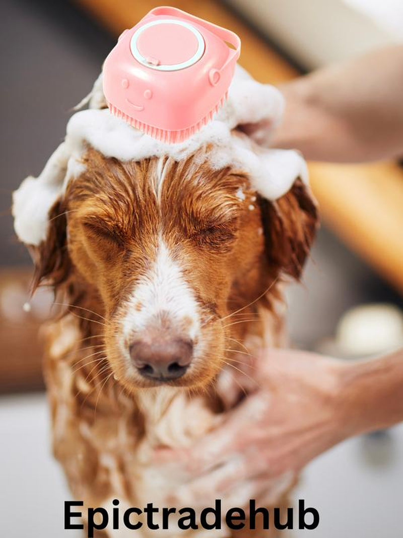 Summer Pet Bath Soap Dispenser Massage Brush, Silicone Massager Shampoo Dispensing Brush, Easy to Use, Christmas Comfort Dog Bath Shampoo Brush, Pet Massage Brush, Pet Products, Grooming