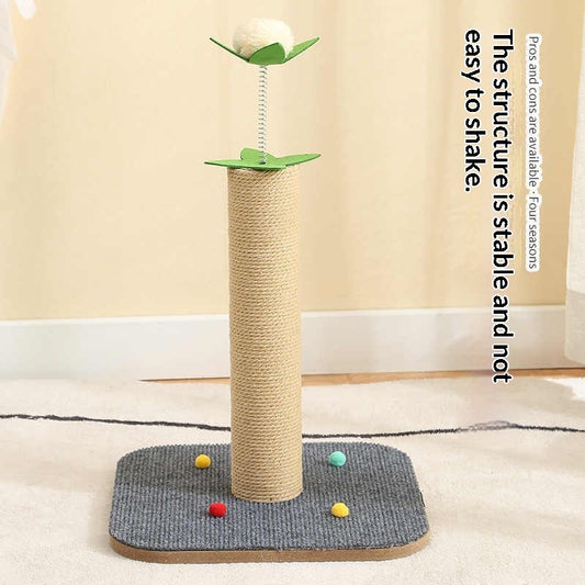 Tiragraffi per gatti multifunzionale con tappetino in sisal e palo in corda di juta tipo tapis roulant