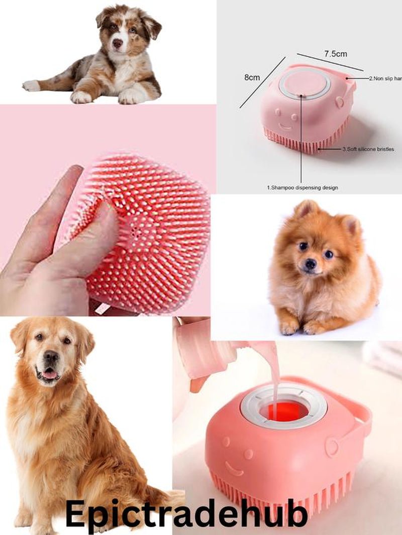 Summer Pet Bath Soap Dispenser Massage Brush, Silicone Massager Shampoo Dispensing Brush, Easy to Use, Christmas Comfort Dog Bath Shampoo Brush, Pet Massage Brush, Pet Products, Grooming