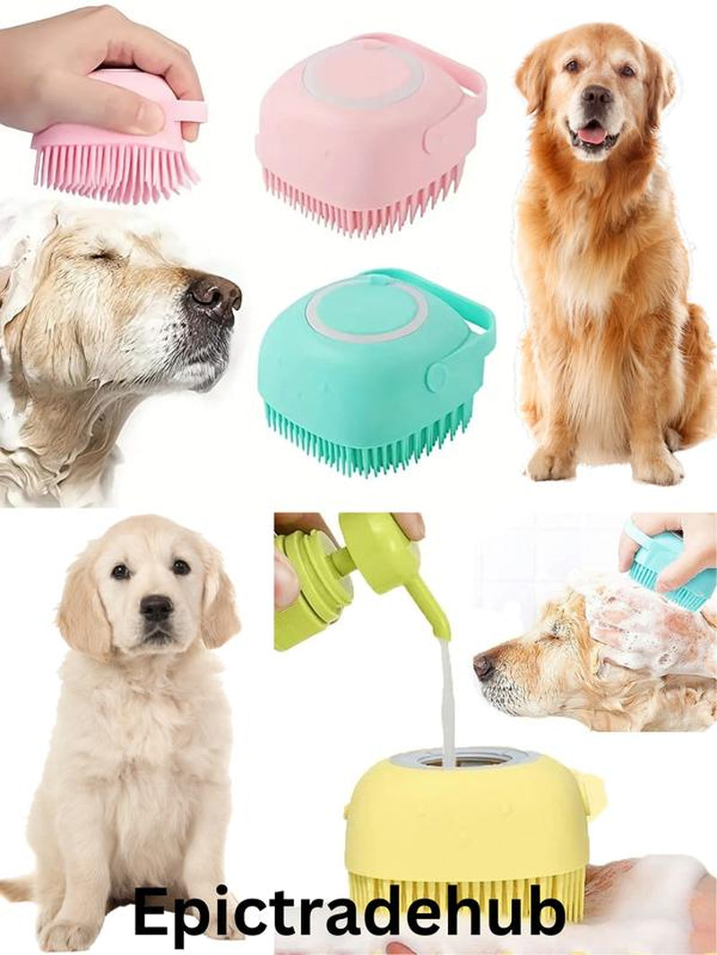 Summer Pet Bath Soap Dispenser Massage Brush, Silicone Massager Shampoo Dispensing Brush, Easy to Use, Christmas Comfort Dog Bath Shampoo Brush, Pet Massage Brush, Pet Products, Grooming